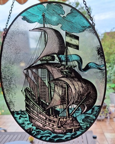 70er jahre vintage glasbild - 70er, m