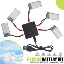 3.7V 400mAh Lithium Akku 5er Set mit 5in1 Ladegerät für Hubsan H107 Serie & SYMA