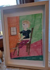 Leinwand Gerahmt ,,Frau Auf Stuhl,, Neu Im Rahmen Natürlich Ohne Rama