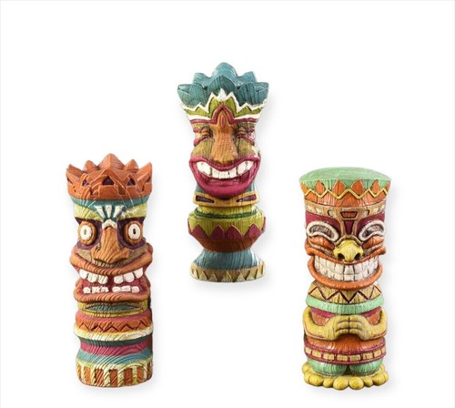 Tiki totem statues set 3 - totem,