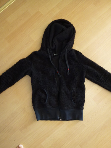 Flauschjacke plüsch schwarz - flauschjacke,