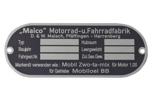 Typenschild maico motorrad - typenschild,