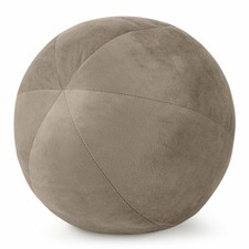 Dekokissen Kissen Rund 24 cm Velours dunkelbeige Einfarbig Modern Sofakissen