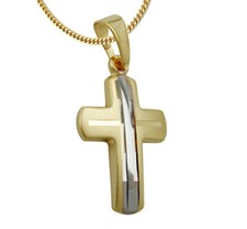 375 ECHT GOLD *** Kreuz Anhänger 16 mm bicolor, Kette optional