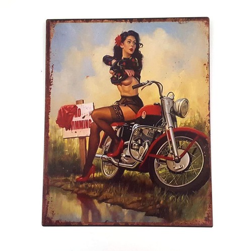 Blechschild sexy girl pin - girl, up
