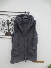 VIA APPIA-DUE-★ Longweste ★ Weste ★ Kapuze ★ Teddyplüsch ★ grau ★ Gr. 42/44  NEU