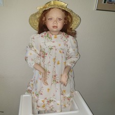 Porzellanpuppe " April " Von Christine Orange, 80 cm, rosa Augen, gepflegt 