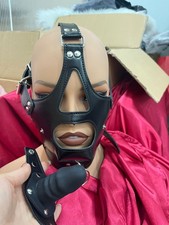 Bondage Kopfmaske Mundknebel Gesichtsmaske mit Plug Mundknebel Head Harness BDSM