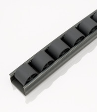 Rollenleisten Kunststoffröllchen mit Stahlachse Ø 28mm x 25mm Grau Länge 600 mm