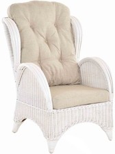 Rattan-Ohrensessel bequem und breit Hochlehnsessel /Fernsehsessel (Weiss)