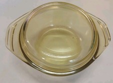 DDR Auflaufform Saaleglas feuerfest Nr. 5000 mit Deckel - 19 x 9 cm max.