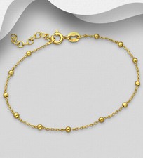 925 Silber Armband vergoldet 0,5 Mikron 18K Kugelbreite 2 mm - Damenschmuck
