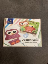 Tchibo TCM Eulen Schicht-Puzzle Motorik Holz Spielzeug