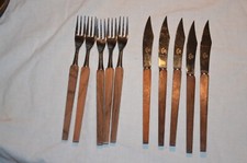 altes Holzgriffe, Dreizackwerk 5 x messer , und 5 x gabel