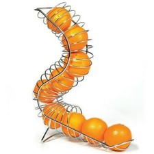 Großer Chrom gebogene Obstschale Korbständer Apfel orange