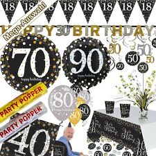 SPARKLING GOLD SILBER GEBURTSTAG - Party Deko Geburtstagsdeko Tischdeko Partyset