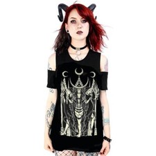 Witchy Cold Shoulder Top - Hecate - Schwarz Goth Sommer Cold Shoulder Top
