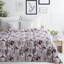 Botanische Wohndecke Decke Kuscheldecke Sofadecke Überwurf Grün Lila 150x200