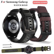 Für Samsung Galaxy Watch 3 41 45mm 42 46mm S3 S2 Leder Nylon Segeltuch Armband
