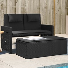 Gartenbank Verstellbar mit Kissen Bank Sitzbank Schwarz Poly Rattan vidaXL