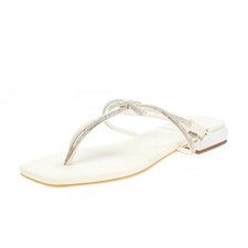 Laura Biagiotti Stoff Zehentrenner mit weißen Strasssteinen - Damen Schuhe Pantoletten