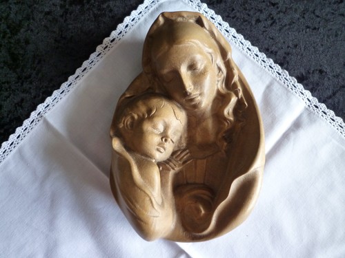 Holzrelief madonna mutter - holzrelief, mit