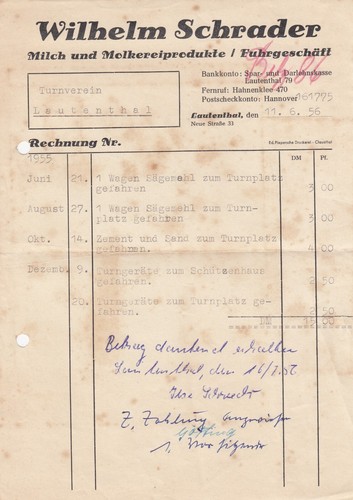 Lautenthal rechnung 1956 - rechnung,