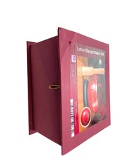 Klangschale Lotus rot Klangschalen Set - OM mit Untersetzer u. Klangstab