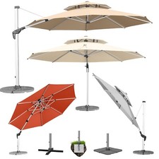 anndora® Ampelschirm Gastronomie Sonnenschirm 400 cm rund mit Kurbel Doppeldach