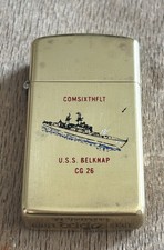 Slim Zippo Solid Brass USS