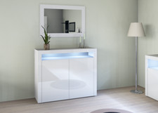 Highboard 107cm Kommode Hochschrank Sideboard Anrichte Weiß Hochglanz SANTA FE