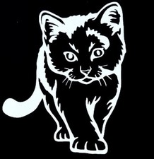 Auto Aufkleber PKW Fahrzeug Emblem Tuning Styling Heckscheibe  Katze Weiß P92