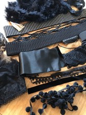 KONVOLUT BORTEN, SPITZE - Bänder, Glitzer, Pailletten, Samt, elastisch, schwarz