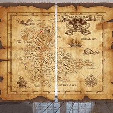 Insel Karte Rustikale Gardine Altes Papier Schatzkarte