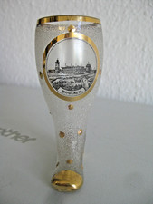 alter Miniatur Andenkenglas Glas Stiefel Ansicht Brocken Harz um 1900 antik