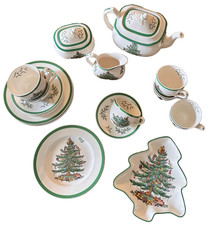 SPODE England "Christmas Tree" Tee/Kaffeeservice für 6 Per. I Teekanne, Schale