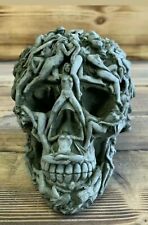 Stein Garten Nackte Frauen SKULL Ghotic Totenkopf Schädel Statue Steinfigur