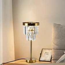 LQWELL® Tischlampe, Modern Minimalistisch Tischleuchte, Gold, Kristall E14,40W