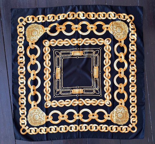 Seidentuch schwarz gold - schwarz, "gold"
