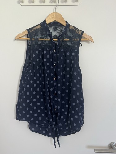 ärmellose bluse blau spitze - blau,