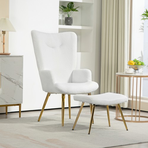Homcom ohrensessel mit hocker - ohrensessel,