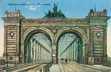 AK Mannheim-Ludwigshafen, Rheinbrücke, nach Lockweiler/Saar
