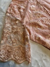 festliches Kleid rosa Spitze Gr XL (eher L) kurzärmlig  knielang Neu