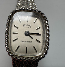 BWC Swiss  - Damenuhr  Silberfarbend Quartz - Batterie neu   - Werk läuft