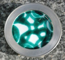 Gmundner Keramik grün geflammt, Flaschenuntersetzer, Zinnrand , Dm ca. 11,5 cm