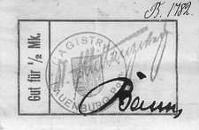 Lauenburg Stadthauptkasse 1/2 Mark ohne Datum Leinen leicht gebraucht B KN