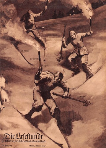Skifahrer mit fackeln - skifahrer, 1937
