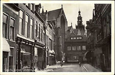 Gouda Niederlande Postkarte ~1940 Lange Tiendeweg met St. Janskerk Straßenpartie