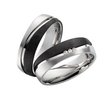 925 Silber / Carbonringe Verlobungsringe Trauringe Eheringe Partnerringe+ Gravur