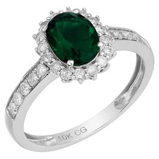 10k Solid Weiß Gold Oval